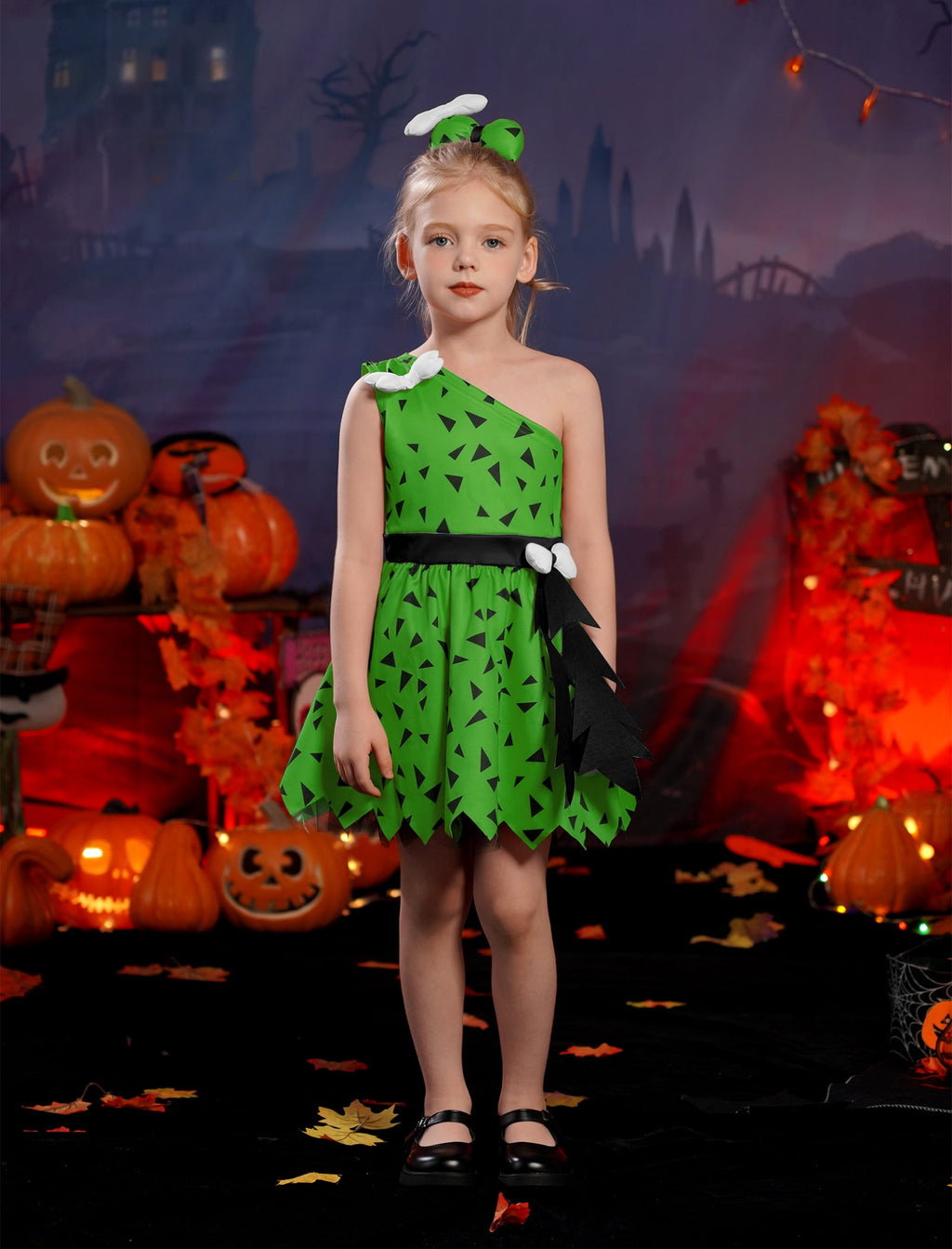Kids Baby Bam Bam Costume Flintstone Costume Caveman Cavegirl Historical Stone Age Themed Birthday Outfit for Girls Boys Halloween Cosplay Dress Up Photo Shoot 2-3 Years Girl - Orange