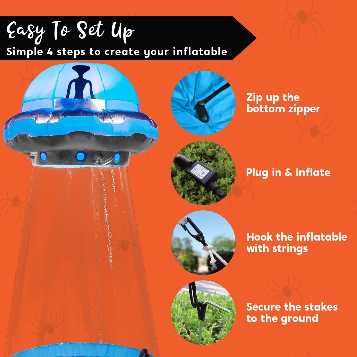 Joyfy 9 ft Halloween Inflatable Giant Alien Decoration with Built-in LEDs,Alien Halloween Decorations Outdoor Blow Up Yard Lawn Decoration