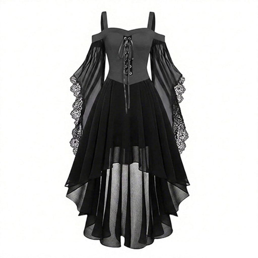 Witch Dress Women 2026 Halloween Costumes Woman Adults Medieval Vampire Butterfly Sleeve Mesh Gothic Outfits Red S