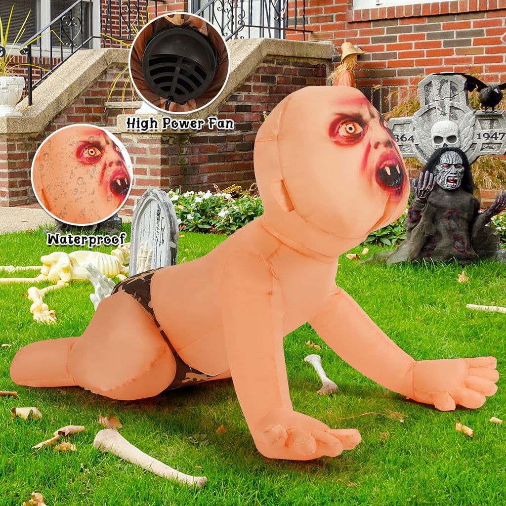 GOOSH Halloween Inflatables 4 FT Halloween Zombie Inflatable with Built-in LEDs, Scary Inflatable Zombie Halloween Blowups, Outdoor Halloween Decorations Zombie Blow up for Halloween Holiday Party
