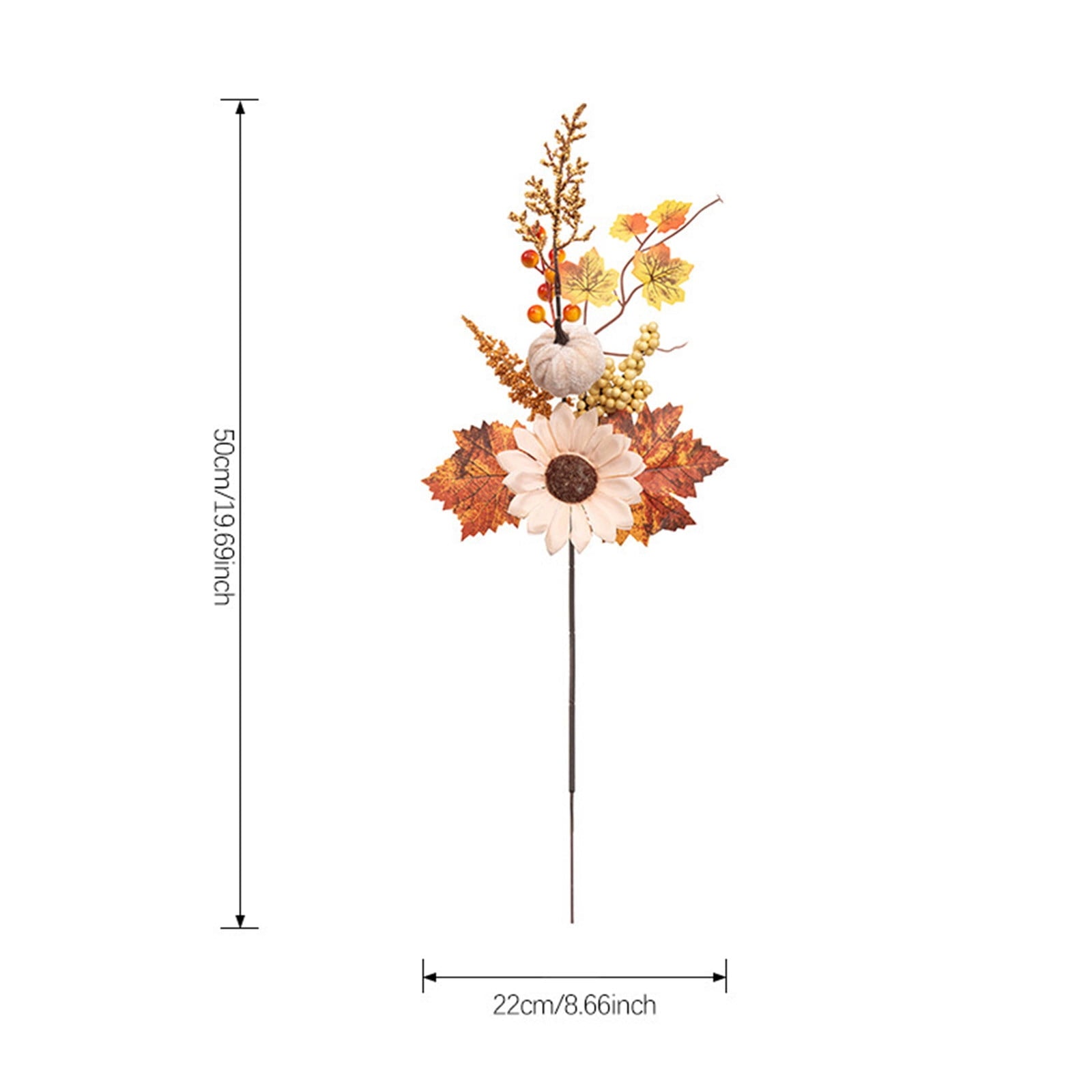 SCNOR Artificial Fall Floral Pick with Pumpkin Maple Leaf Sunflower, Halloween Thanksgiving Table Centerpiece for Home Decor