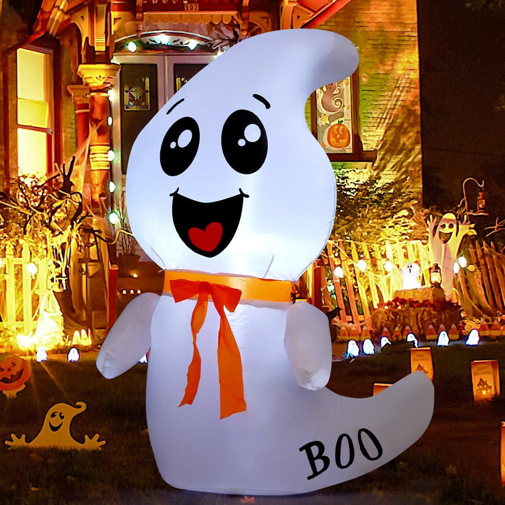 GOOSH Halloween Inflatables 4 FT Inflatable Ghost with Built-in LED Lights, Cute Ghost Blow up Halloween Decoration, Outdoor Halloween Decorations Blow up Ghost for Halloween Party Indoor Outdoor
