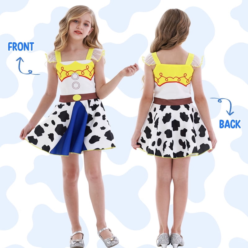 Benylion Cowgirl Costume for Girl Summer Dress Western Dress Up Outfit for Kids Halloween Cosplay Party Dresses Ruffle Sleeve for 5-6 Years