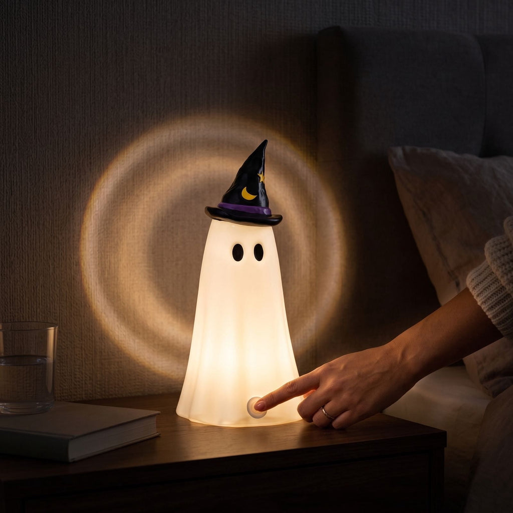 Halloween Decor Witch Hat Lamp, LED Halloween Night Light, Halloween Decorations Indoor, Witchy Decor for Shelf Mantel Table, Gothic Home Decoration