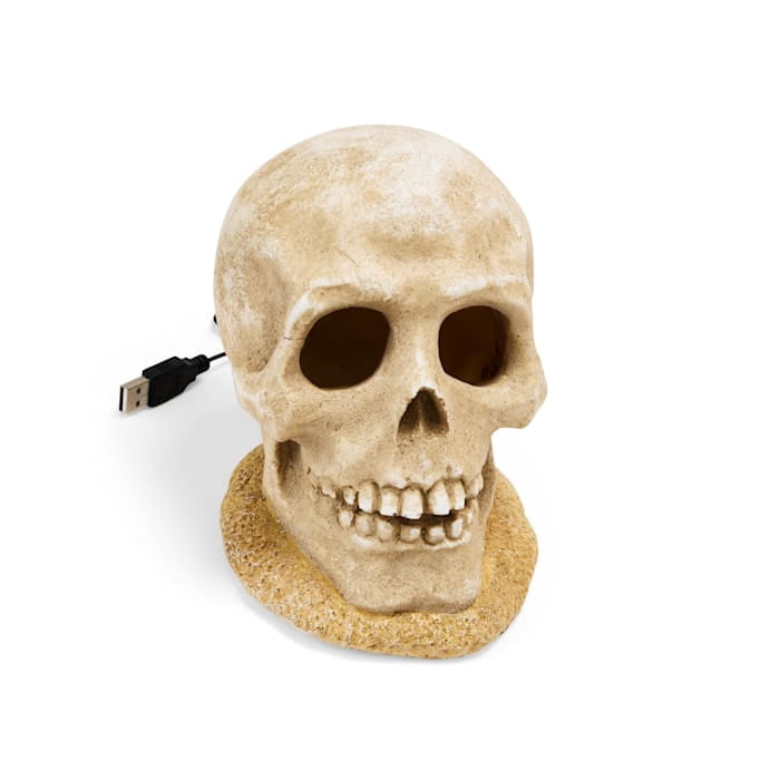 Petco Halloween LED Light-Up Skull Aquarium Decor White Large