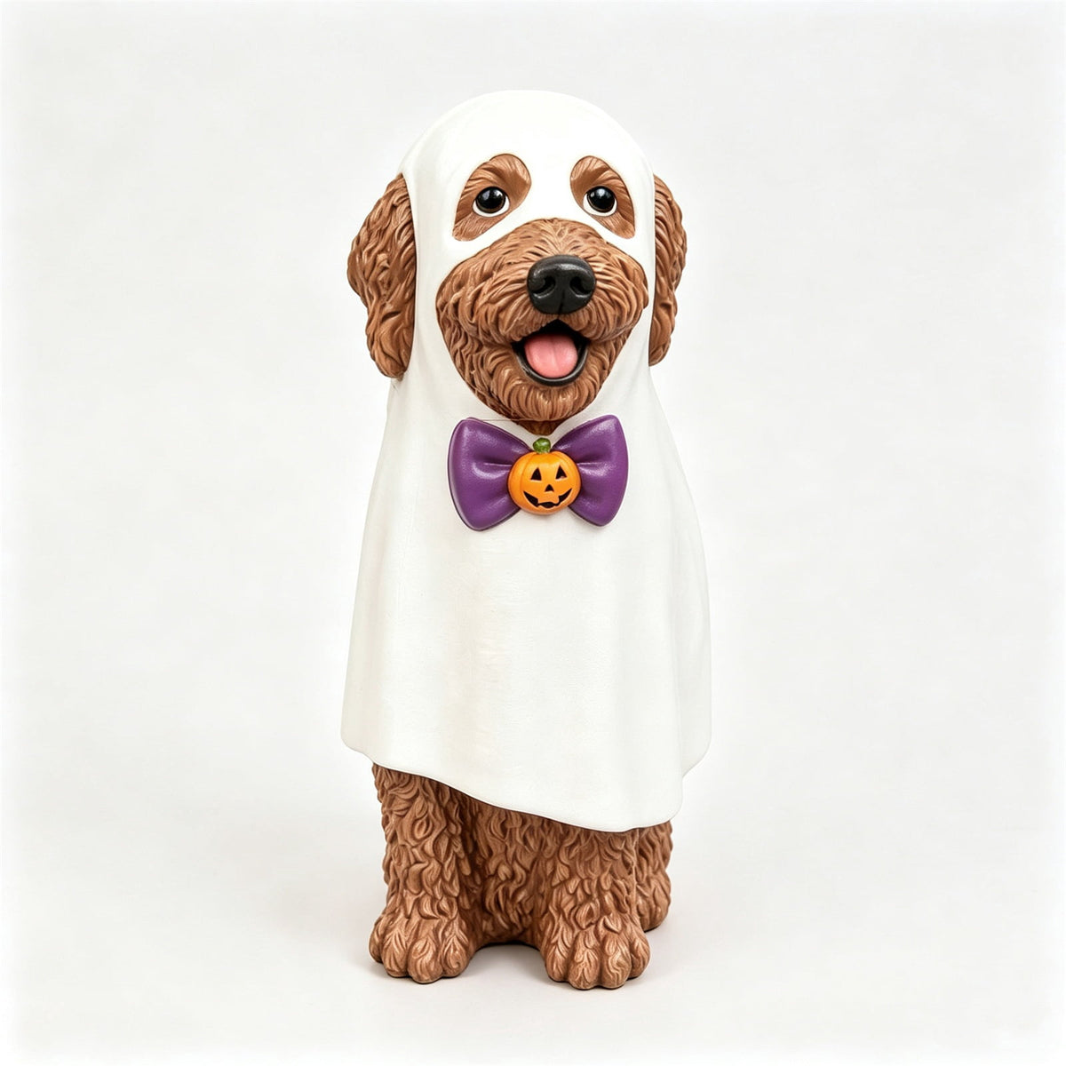 Lighted Scarecrow Bull Terrier Halloween Blow Mold, Cute Puppy Pumpkin Hat Halloween Decor, Resin Ornament for Patio Yard Tabletop Home Decoration, 8"