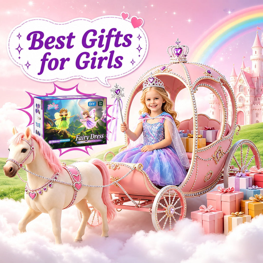 WonderStone Princess Dress for Girls, Fairy Costume Dress-Up with Luxury Accessories, Purple Tutu Outfit for Birthday Parties, Kids & Toddlers Ages 5-6