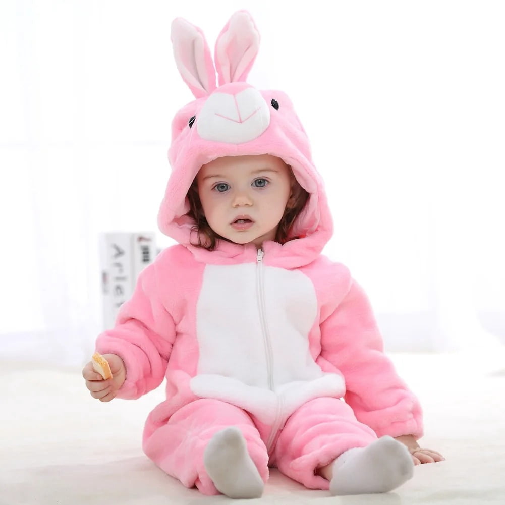 WIBACKER 0-3T Unisex Baby Animal Costume Winter Autumn Flannel Hooded Romper Christmas and Halloween Dinosaur Cosplay Jumpsuit