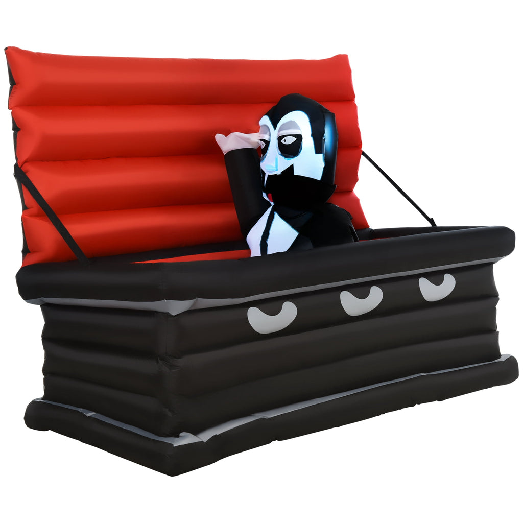 HomCom Vampire Giant Coffin Outdoor LED Waterproof Yard Inflatable, 2.6'