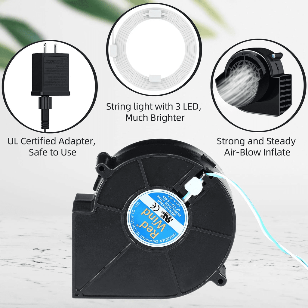 2 Pack Inflatable Air Blower Replacement, Air Fan Blower Motor for Halloween Christmas Airblown Inflatables, for Garden Yard Holiday Decor, 12V/ 1.0A Adapter