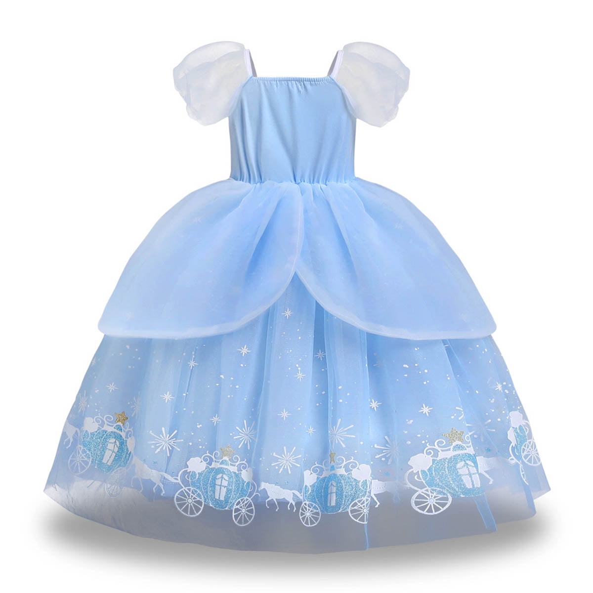 HAWEE Girls Princess Costume Dress, Butterfly Tulle Long Ball Gown with Accessories, Birthday Party & Halloween Costume Age 2-7 Years