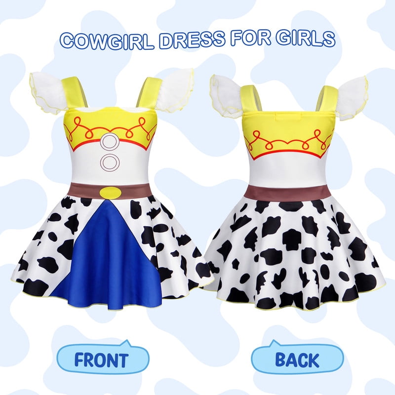 Benylion Girls Cowgirl Costume Summer Dress Toddler Princess Dress up for Kids Birthday Outfits Halloween Role Play Clothes for 3-4 Years
