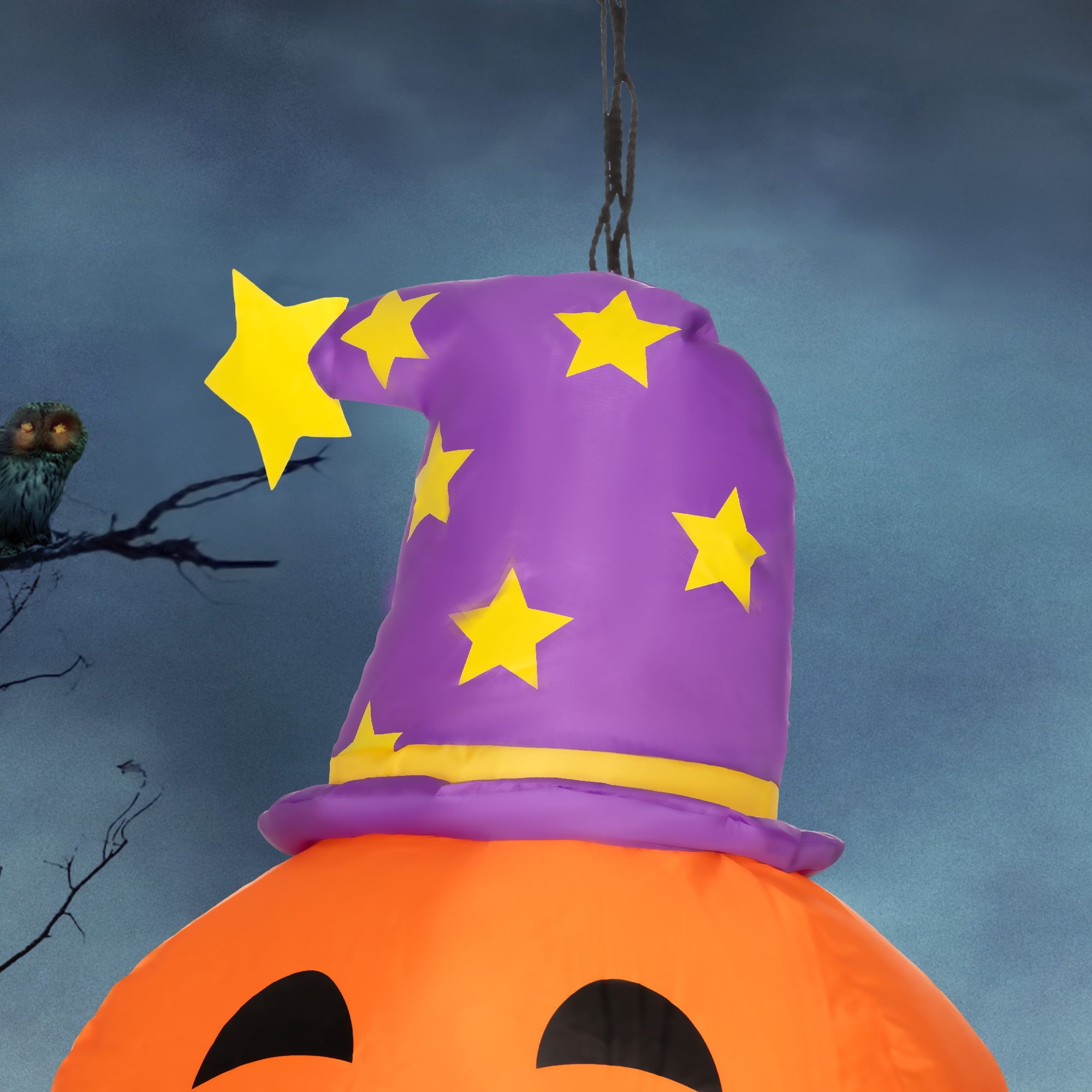 Outsunny 41.3" Inflatable Halloween Window Sticker Ghost with Orange Face, Halloween Decoration with LED Lights for Garden Indoor Outdoor