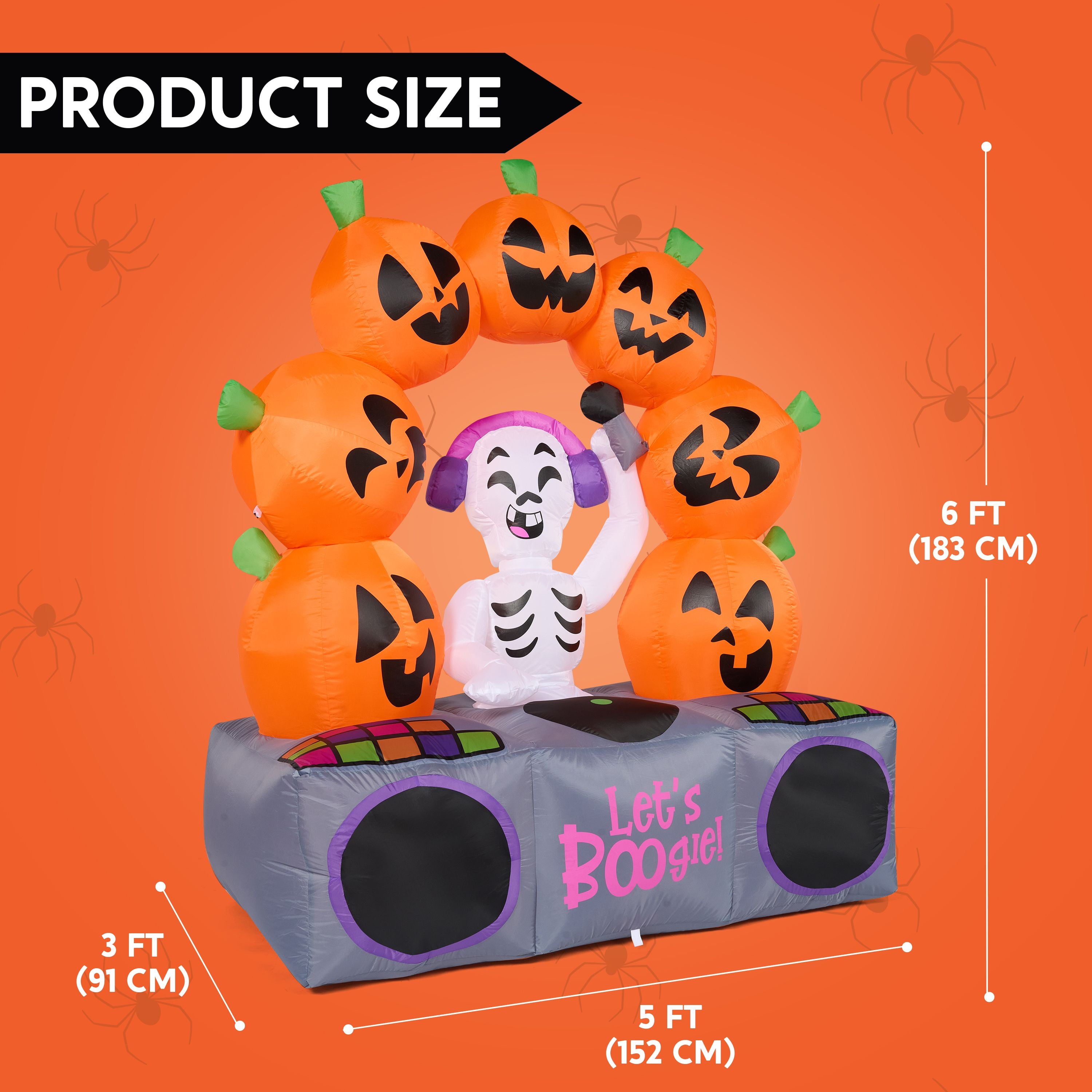Joyfy 5Ft Halloween Inflatable Pumpkin Ghost with Colorful LED Lights,Halloween Blow Up Cute Decor for Indoor Outdoor Holiday Yard Decoration