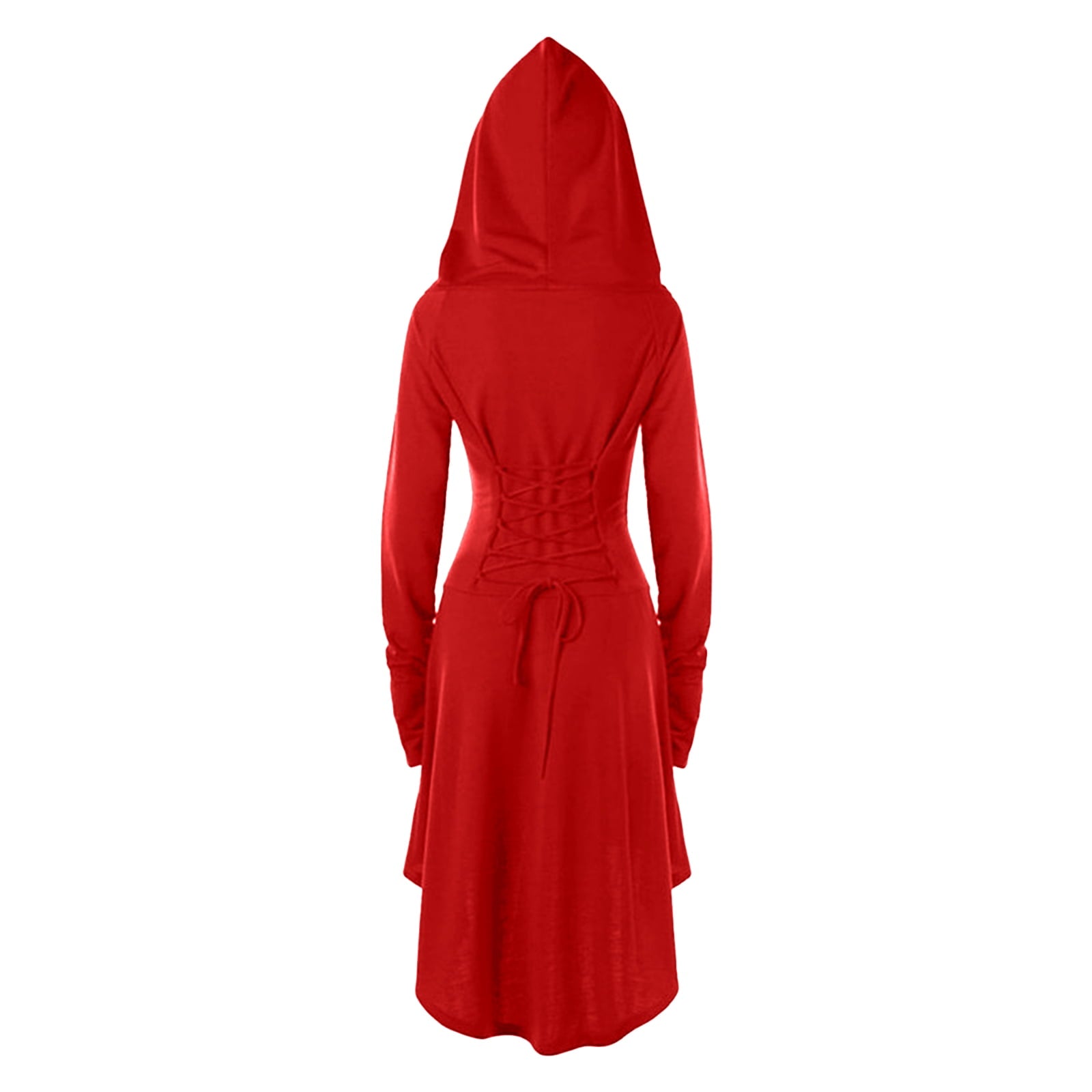 WASFDN Womens Renaissance Costumes Hooded Robe Lace Up Renaissance Dress Women Halloween Vintage Medieval Cloak(Green,L)