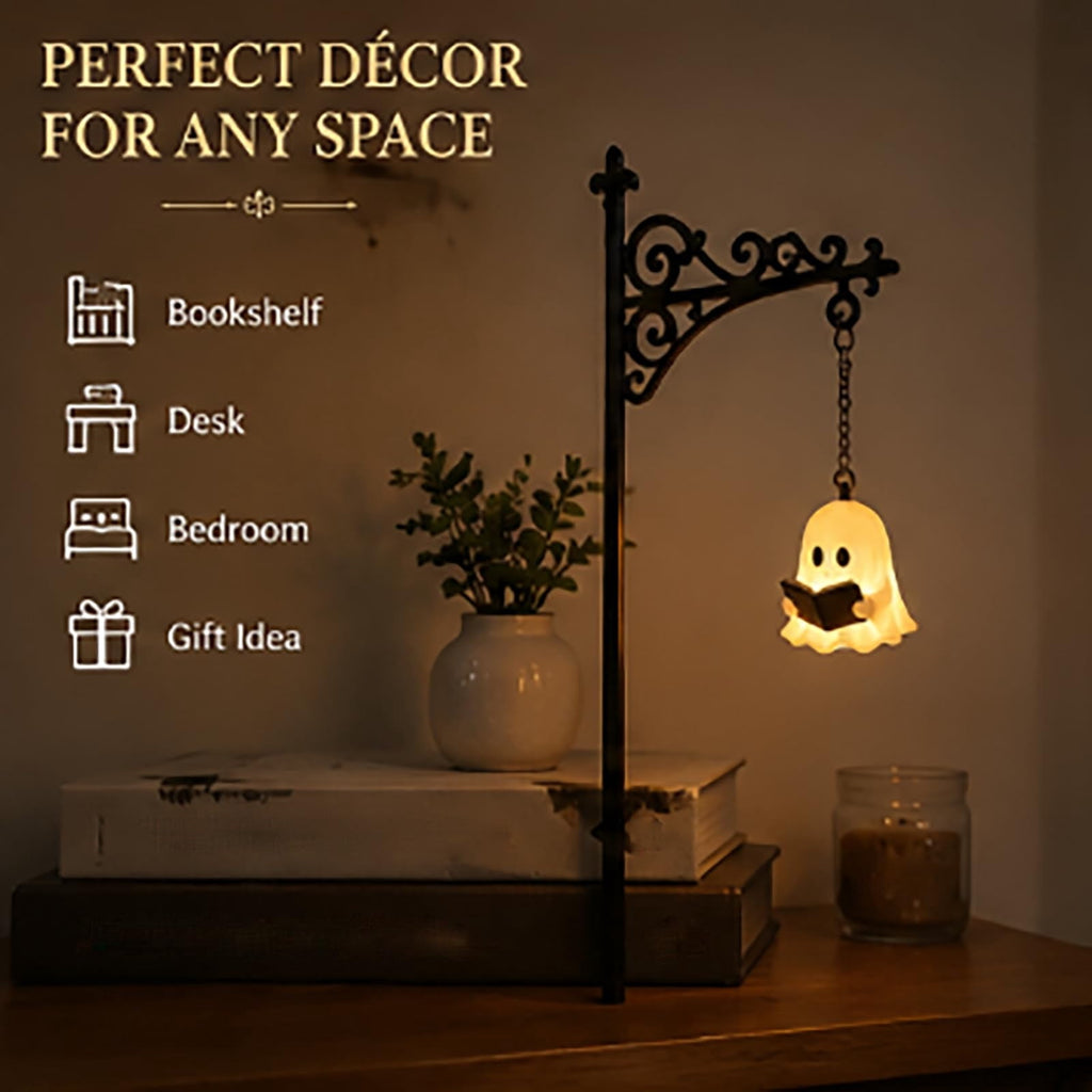 Halloween Ghost Library Lantern Decorative Bookshelf Lighting, Reading Book Shelf Lights for Study Reading Corner Home Library Gift for Book Lovers Bookworms