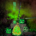 35" Animated Halloween Witch Broom - Light up Dancing Grean Broomstick with Sounds | Halloween Decor for Indoor & Outdoor Porch 1PC