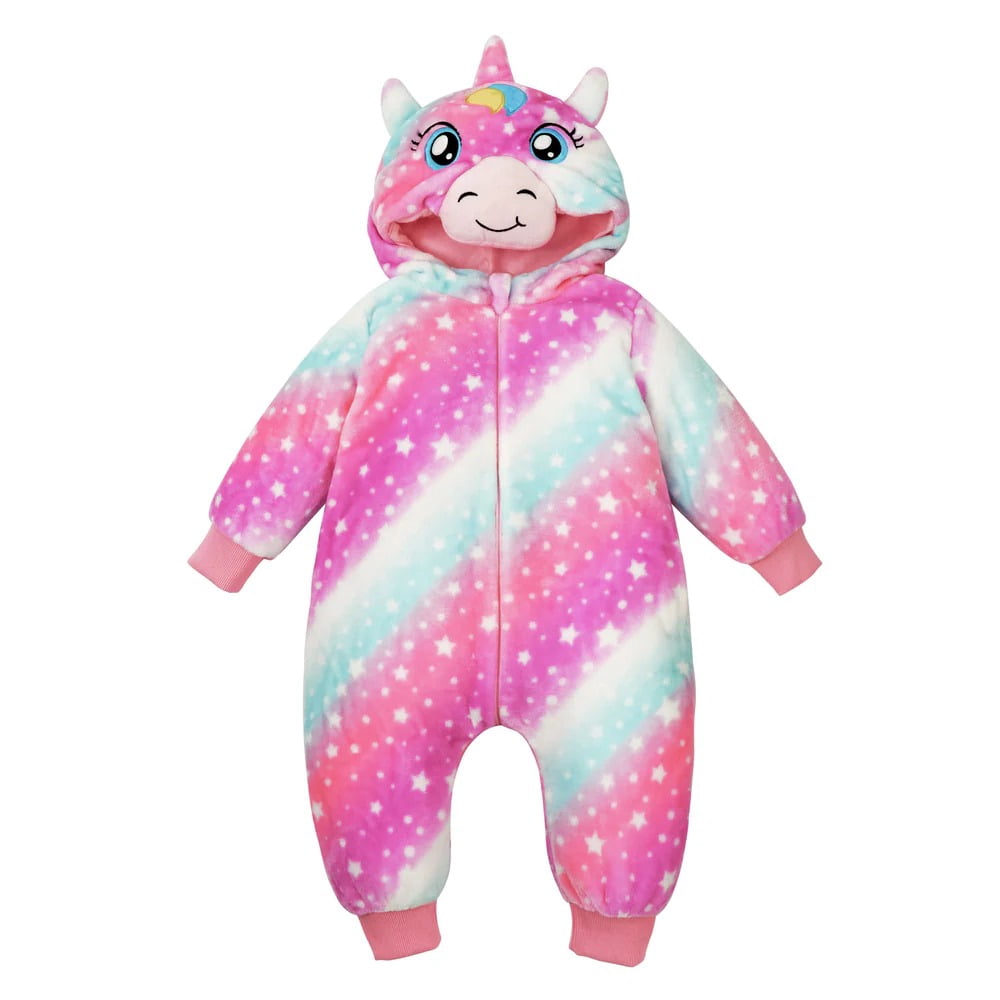 WIBACKER 0-3T Unisex Baby Animal Costume Winter Autumn Flannel Hooded Romper Christmas and Halloween Dinosaur Cosplay Jumpsuit