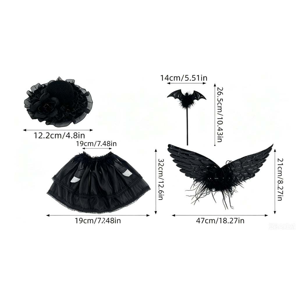 Bat Witch Hat Spiderweb Halloween Goose Clothes Fit 17/23In Cement Plastic Lawn Goose, Stylish Full Set for Outdoor Yard Patio Garden Seasonal Halloween Home Ornamental Arrangement