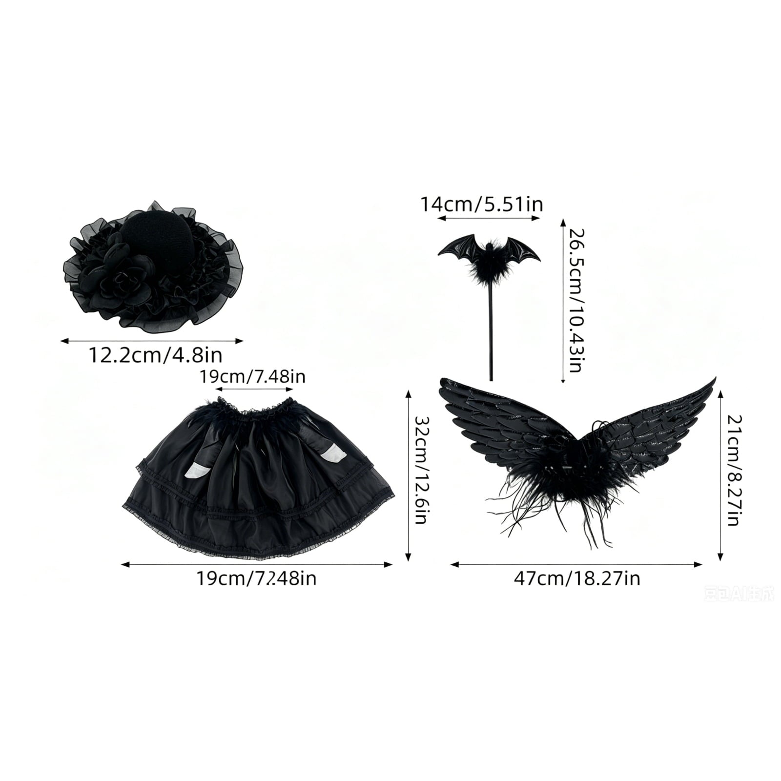 Bat Witch Hat Spiderweb Halloween Goose Clothes Fit 17/23In Cement Plastic Lawn Goose, Stylish Full Set for Outdoor Yard Patio Garden Seasonal Halloween Home Ornamental Arrangement