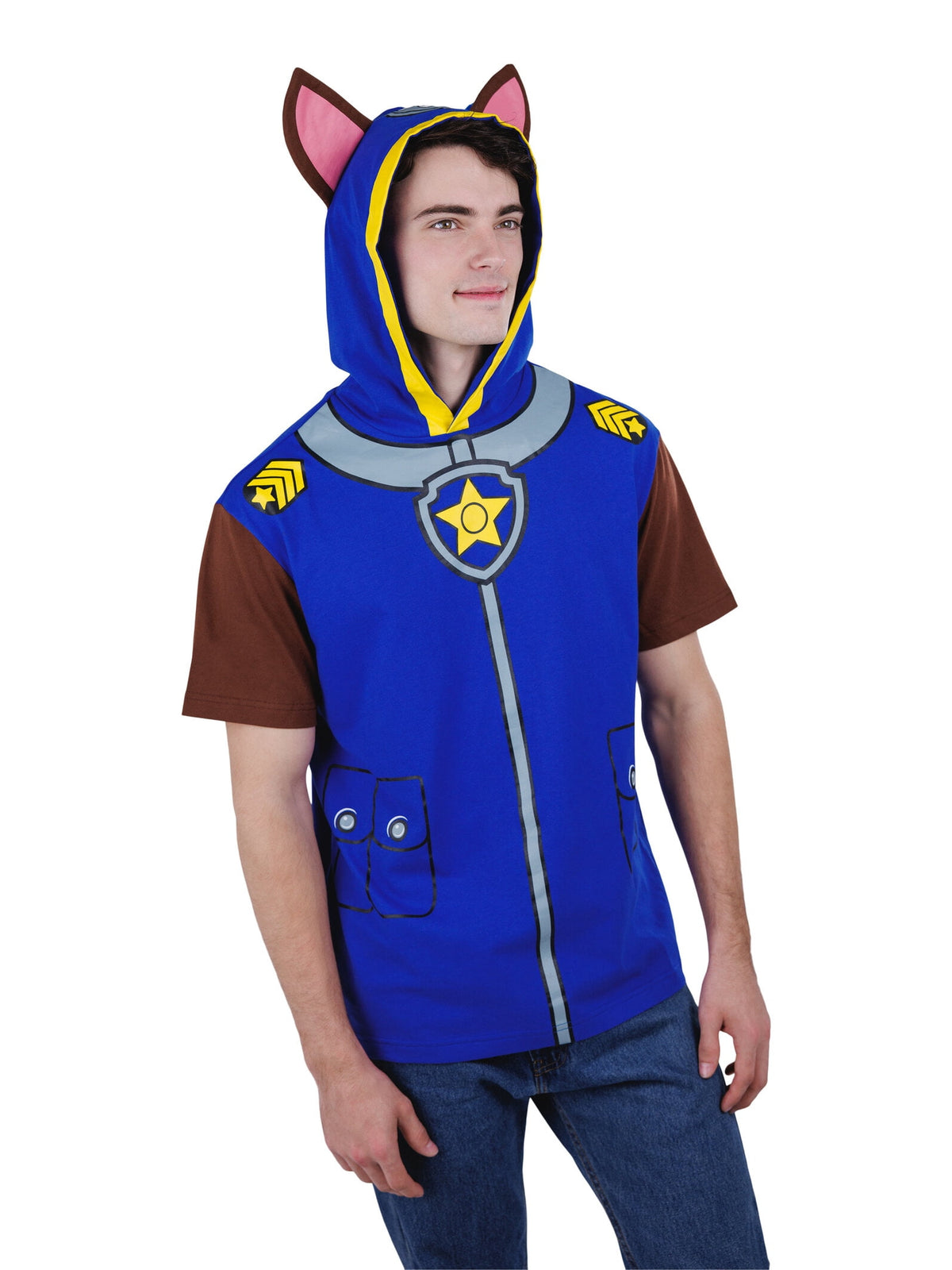 Paw Patrol Big Boys' Cosplay Hooded T-Shirt Marshall Bright Red