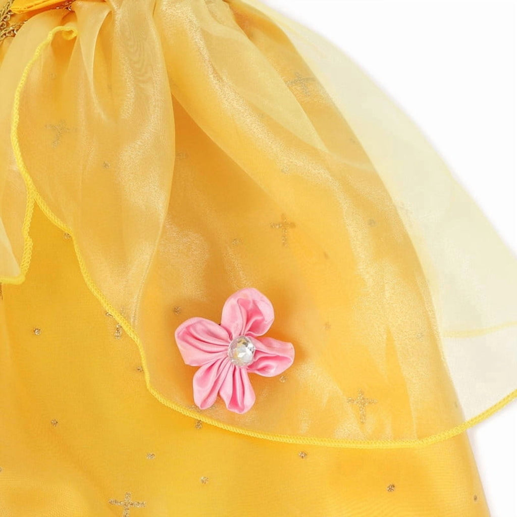 Jurebecia Princess Dress for Girls Costume Kids Off Shoulder Layered Toddler Halloween Cosplay Birthday Party Outfit up Yellow 120 cm 5-6 Years