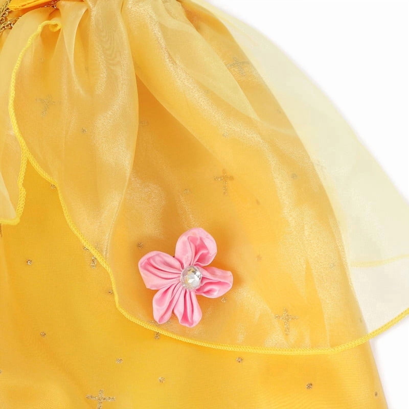 Jurebecia Princess Dress for Girls Costume Kids Off Shoulder Layered Toddler Halloween Cosplay Birthday Party Outfit up Yellow 120 cm 5-6 Years