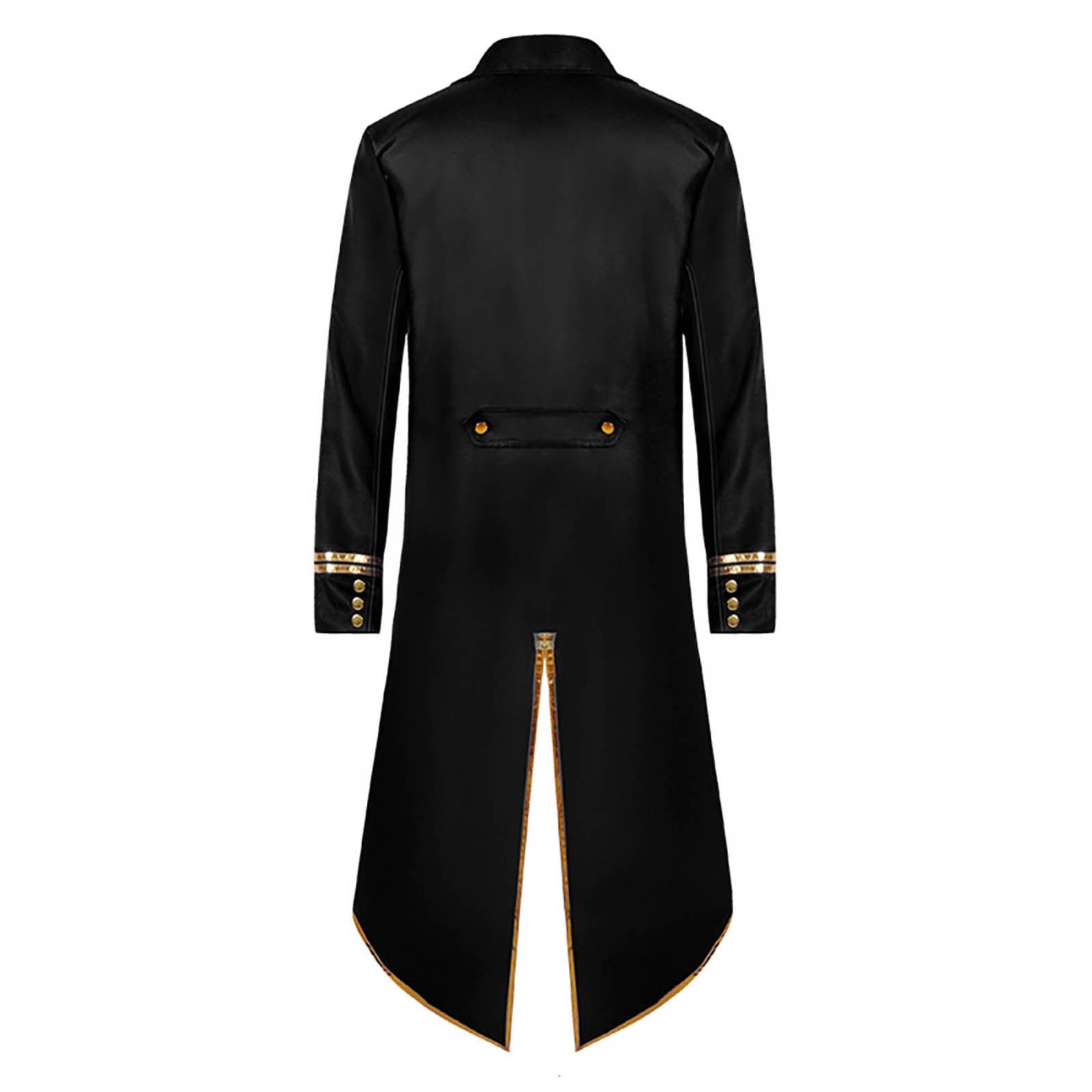 KeShDi Tuxedo Medieval Vintage Steampunk Gold Trimmed Gothic Retro Punk Style Steampunk Tailcoat Renaissance Pirate Warlock Frock Coat Halloween Men Costume Mid Length Tuxedo Costume Red L