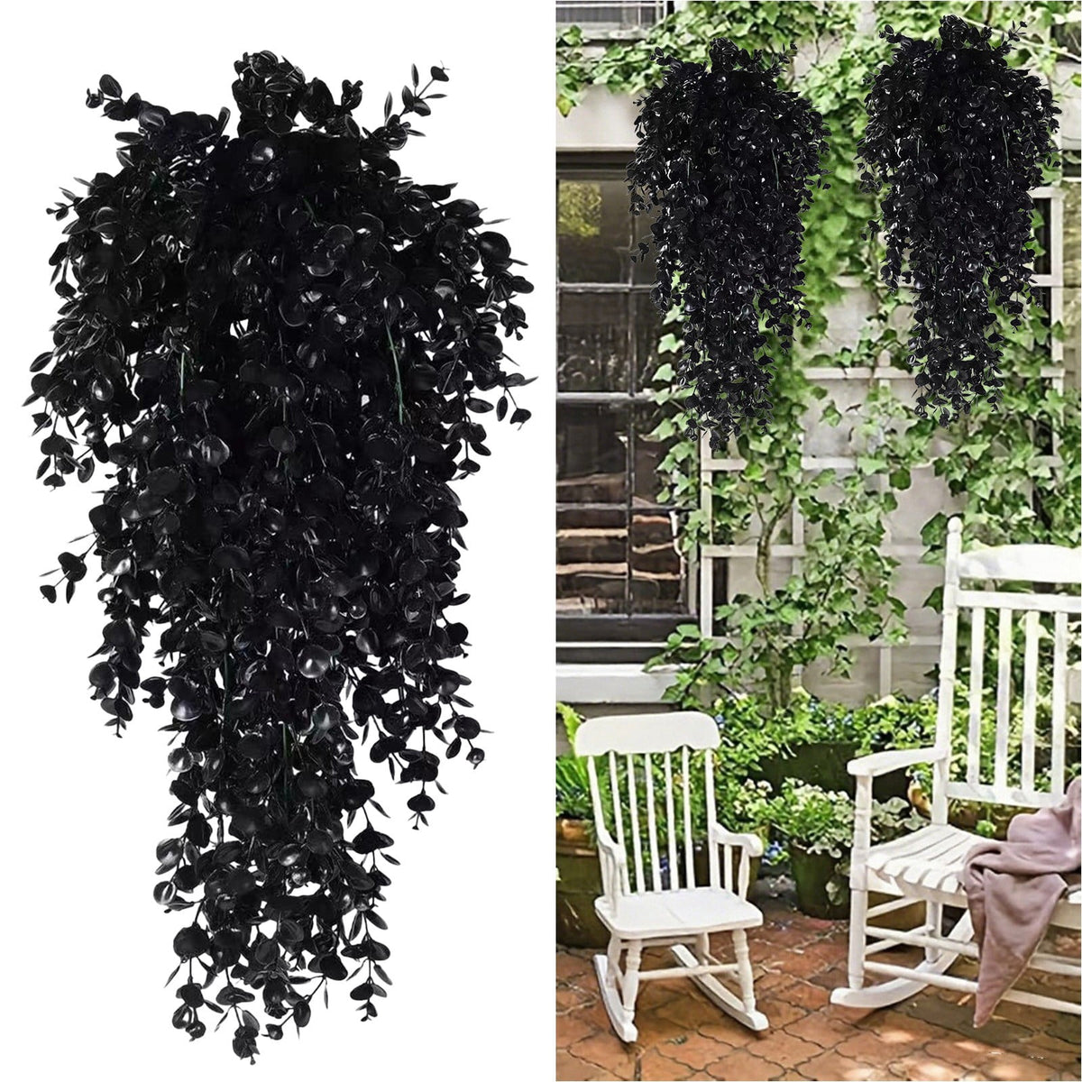 2-Pack Fake Hanging Plants, Faux Hanging Plant Artificial Greenery for Living Room Bedroom Boho Wall Shelf Indoor Outdoor Decor Artificial Hanging Plants