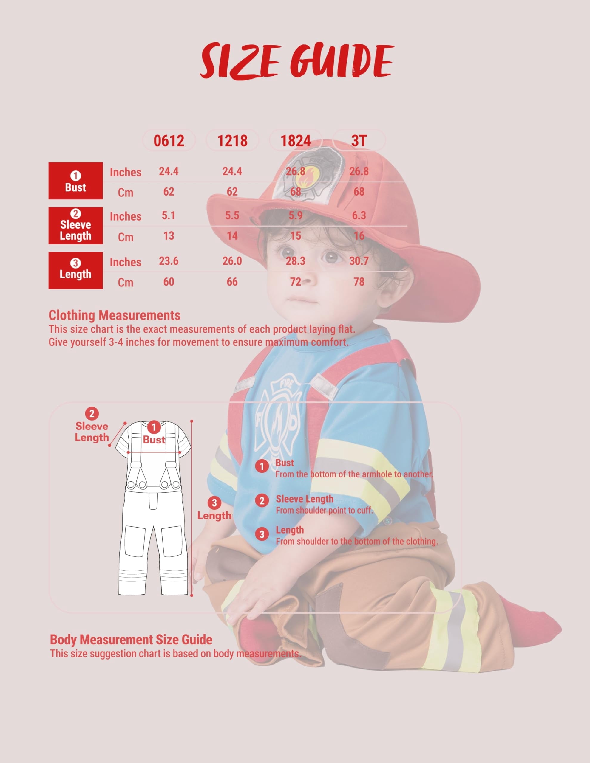 Joyfy Halloween Toddler Firefighter Costume, Fireman Costume for Infants Boys Halloween Party Dress up Cosplay
