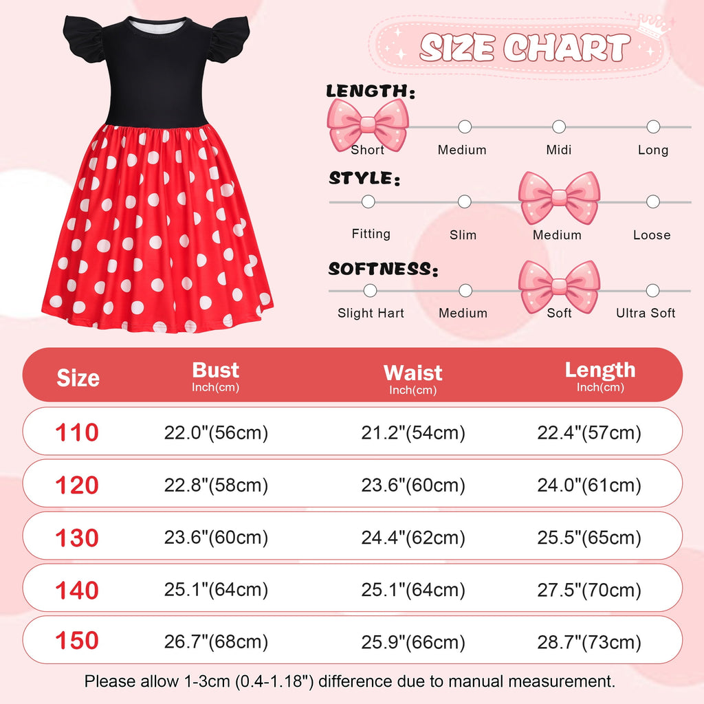 Benylion Toddler Girls Red Polka Dot Dresses Birthday Party Fancy Dress Up Costume for 6-7 Years