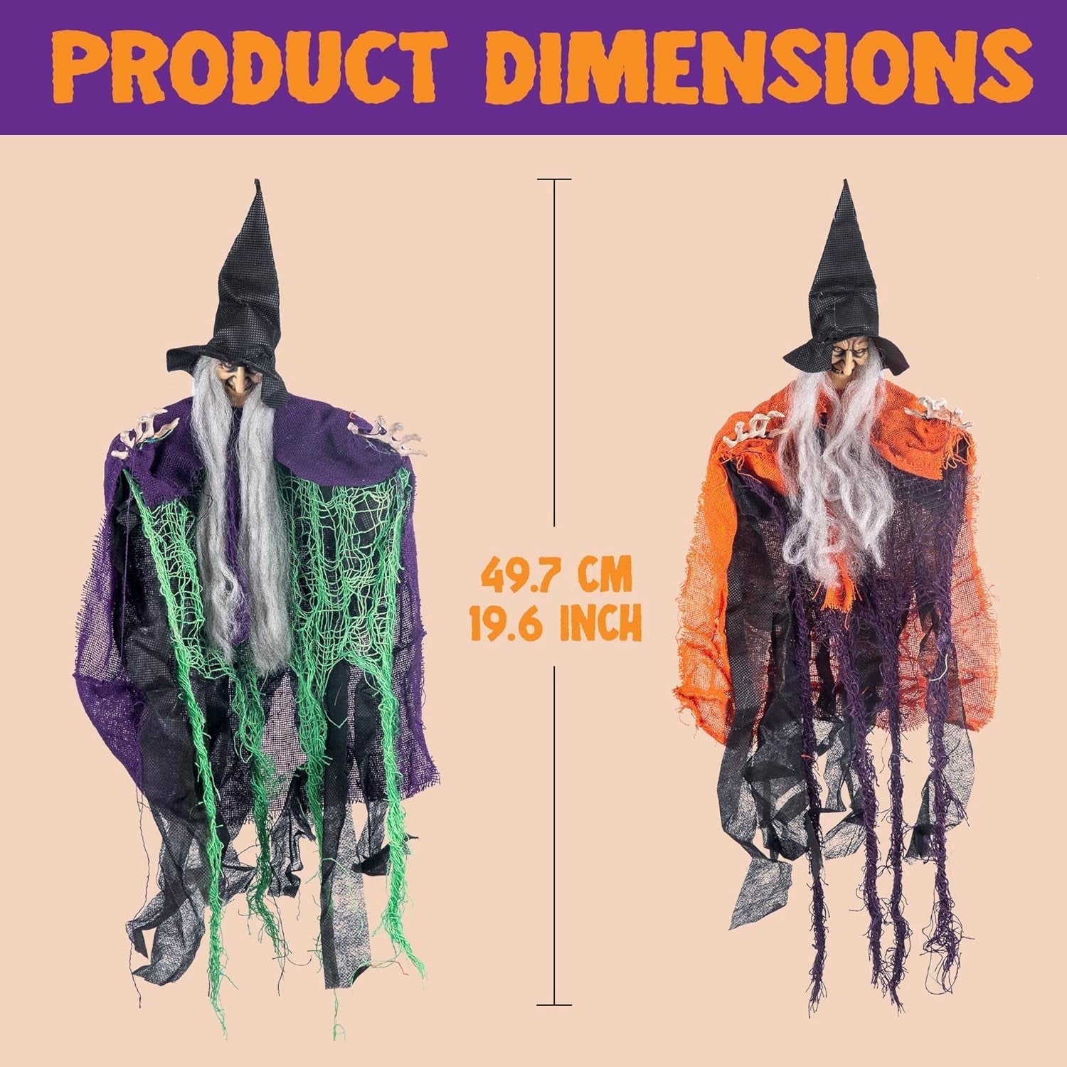 Joyfy 3 Pack Halloween Hanging Ghosts,Scary Skeleton Ghosts Grim Reapers Decorations for Halloween Indoor Outdoor Yard Home Decorations