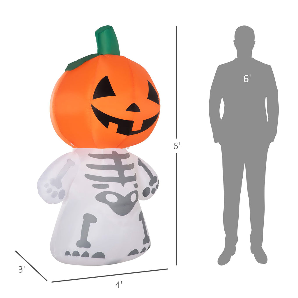 HOMCOM Inflatable Ghost with Pumpkin, Halloween Outdoor LED Lighted Yard Decoration, Waterproof