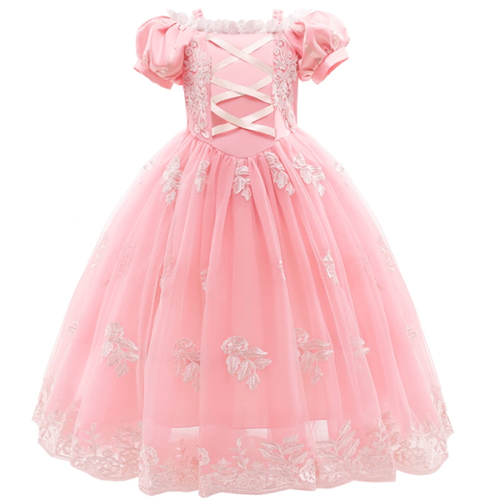 IBTOM CASTLE Little Girls Princess Halloween Cosplay Outfits for Kids Party Fancy Dress up Long Evening Gown 4-5 Years Cinderella Blue