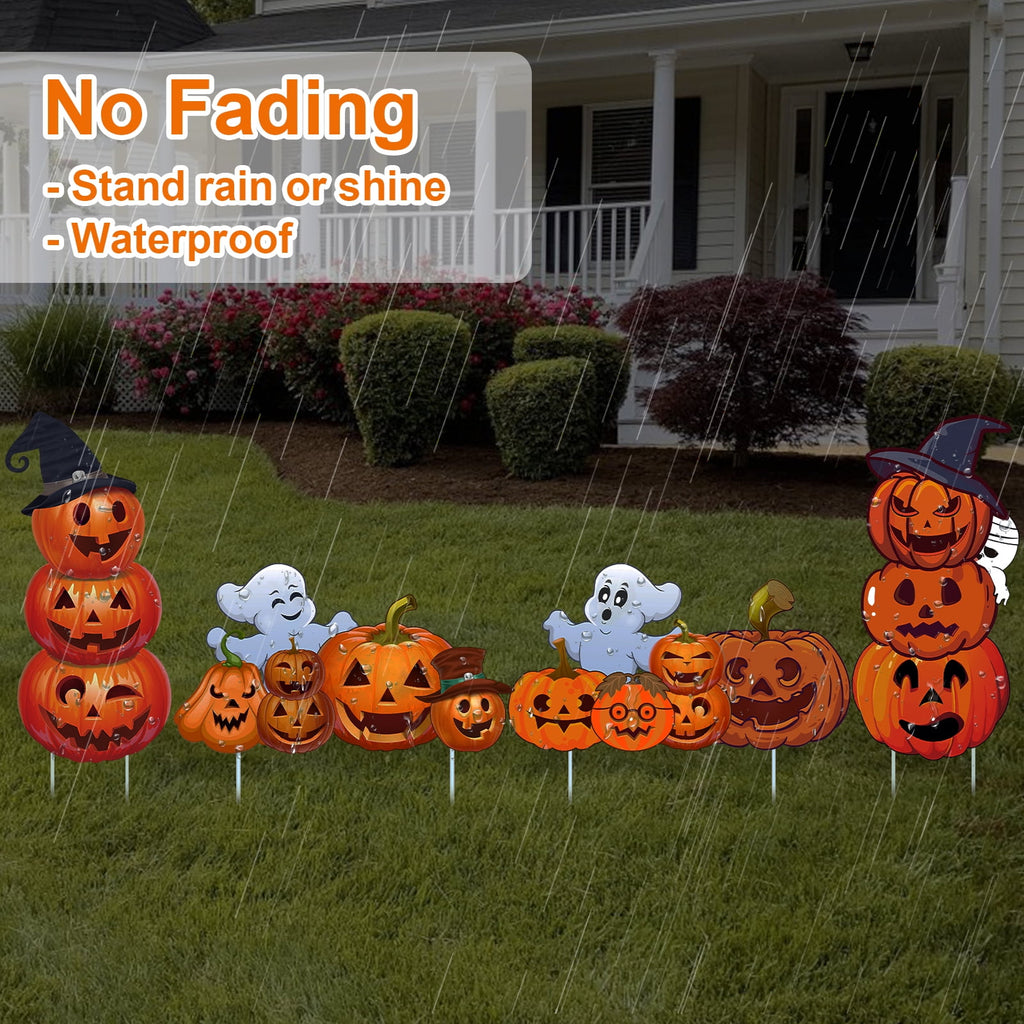 2Sets Halloween Yard Lawn Stakes Cute Pumpkin Yard Sign Vintage for Halloween Garden Decorations Outdoor