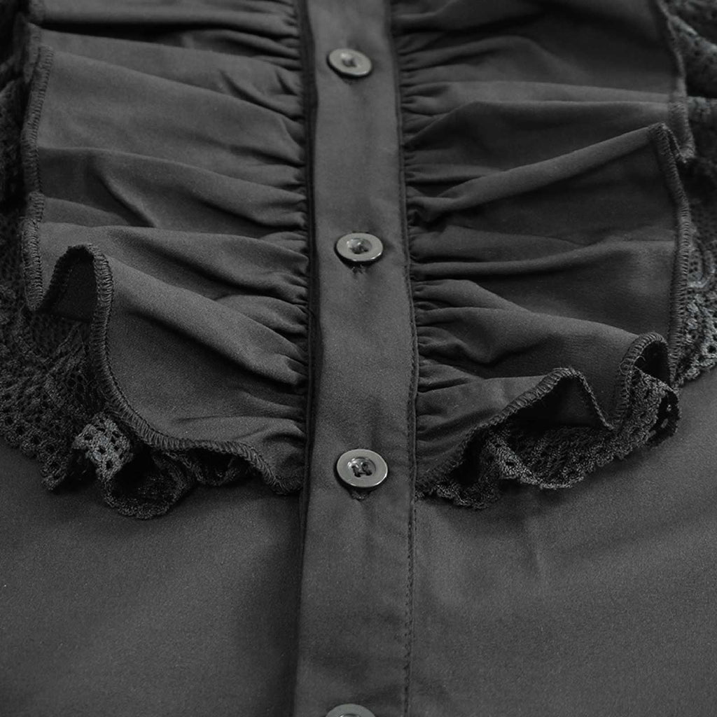 Men LYXSSBYX Mens Shirts Long Sleeve Pullover Stand Collar Ruffled Renaissance Shirt Steampunk Trumpet Sleeve Top