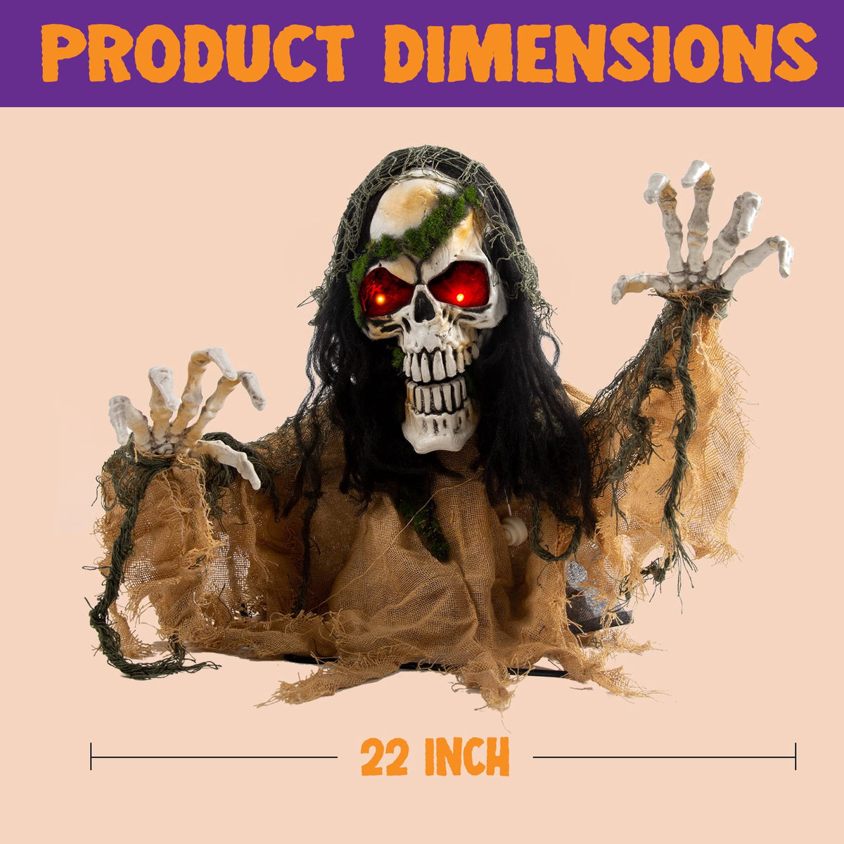 Joyfy Halloween Groundbreaker Animated Halloween Decorations Zombie with Crawling Creepy Animatronic Decorations with Movable Arms,Outdoor Scary Halloween Yard Decorations
