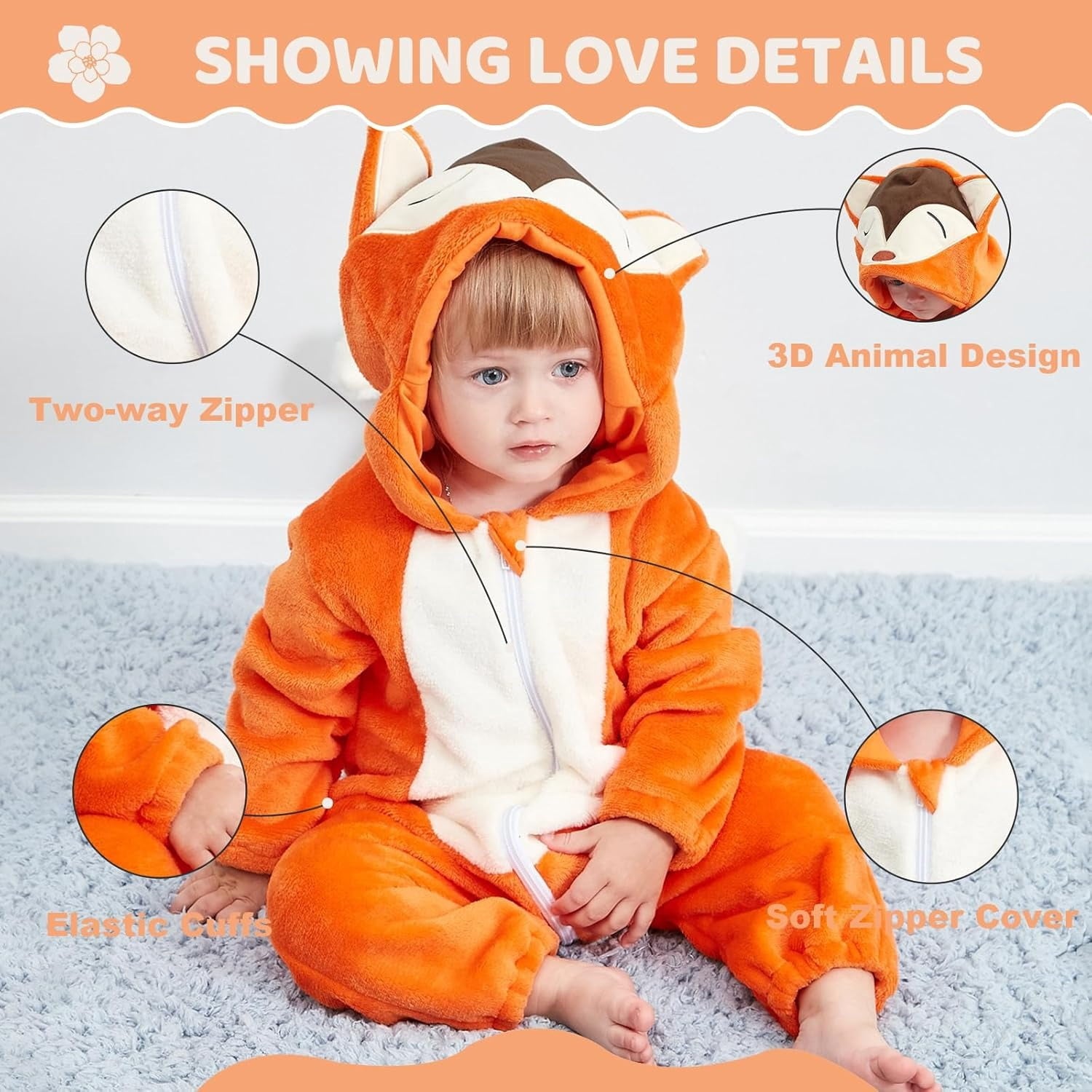 WIBACKER 0-3T Unisex Baby Animal Costume Winter Autumn Flannel Hooded Romper Christmas and Halloween Panda Cosplay Jumpsuit
