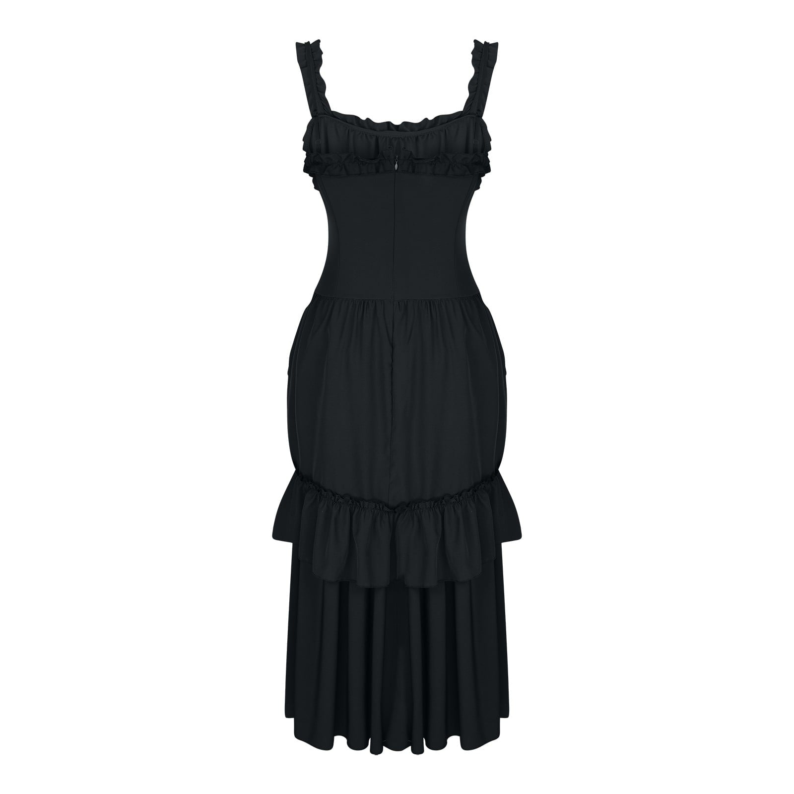 UPPADA Halloween Costumes For Womens Sleeveless Irregular Gothic Dress Ruffle Steampunk Dress Corset Square Neck Layers Dress