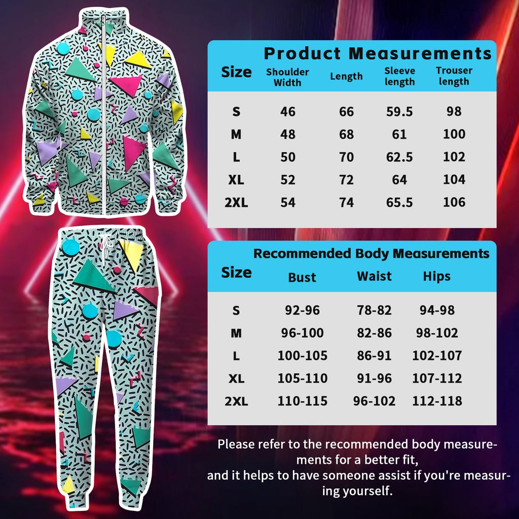 GYQMBT 80s 90s Men's Sportswear, Party Hip Hop Windbreaker 90s Disco Sportswear, 80s Adult Bizarre Costume 8 Piece Set, Black, M