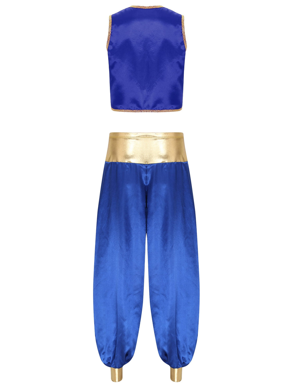 iiniim Mens Arabian Prince Costume Open Front Vest with Pants Halloween Show Fancy Dress up Outfit Royal Blue&Royal Blue S