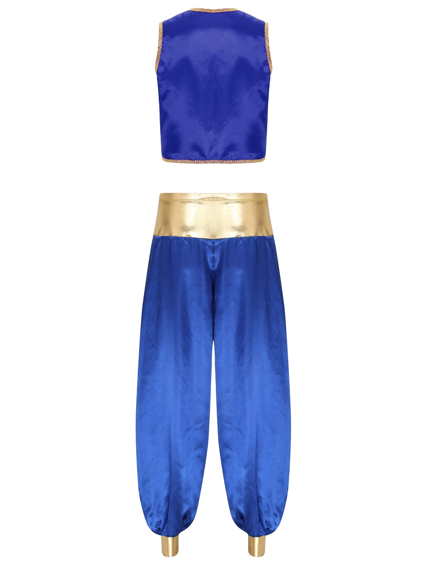 iiniim Mens Arabian Prince Costume Open Front Vest with Pants Halloween Show Fancy Dress up Outfit Royal Blue&Royal Blue S