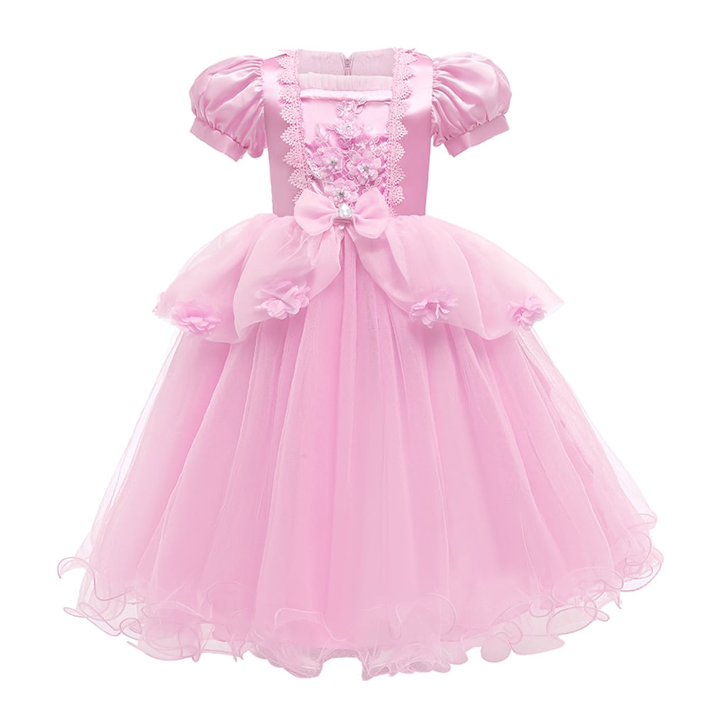 IBTOM CASTLE Little Girls Princess Halloween Cosplay Outfits for Kids Party Fancy Dress up Long Evening Gown 4-5 Years Cinderella Blue