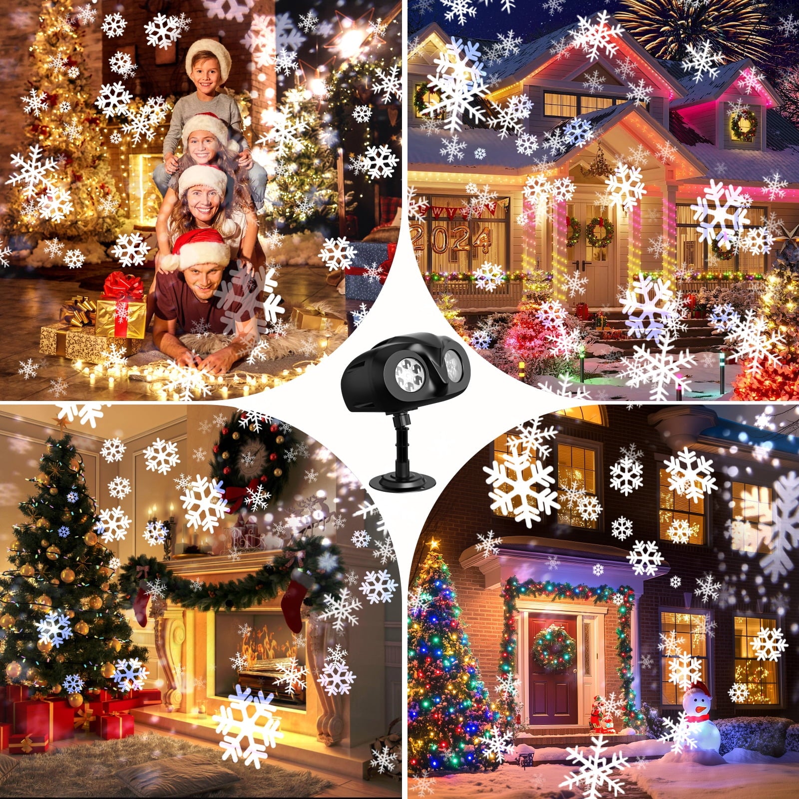 Small Owl Double-Tube Blizzard Projection light, holiday decoration ambient light, Christmas Halloween laser light, light show, waterproof function, indoor home, Christmas gift, wedding