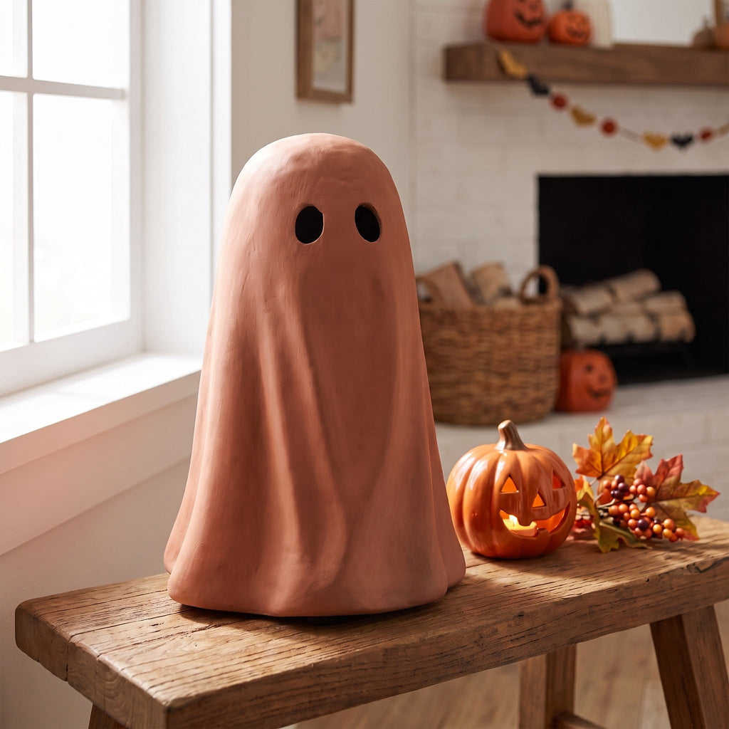 Paper Mache Ghost Decoration, White, 11", Halloween by Way To Celebrate