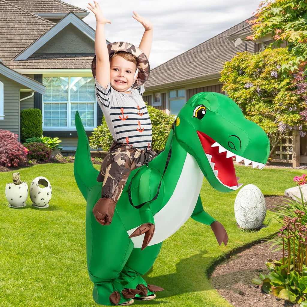 GOOSH 48 inch Inflatable Dinosaur Costume for Kids, Kids Halloween Costume for Unisex Boys Girls, Funny Blow Up Costumes for Halloween Party Cosplay