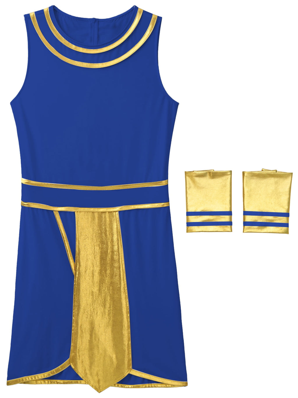 Haitryli Men's 3 Pieces Mr Toga Greek God Set Adult Party Toga Roman Dress with Wristband Blue 3XL