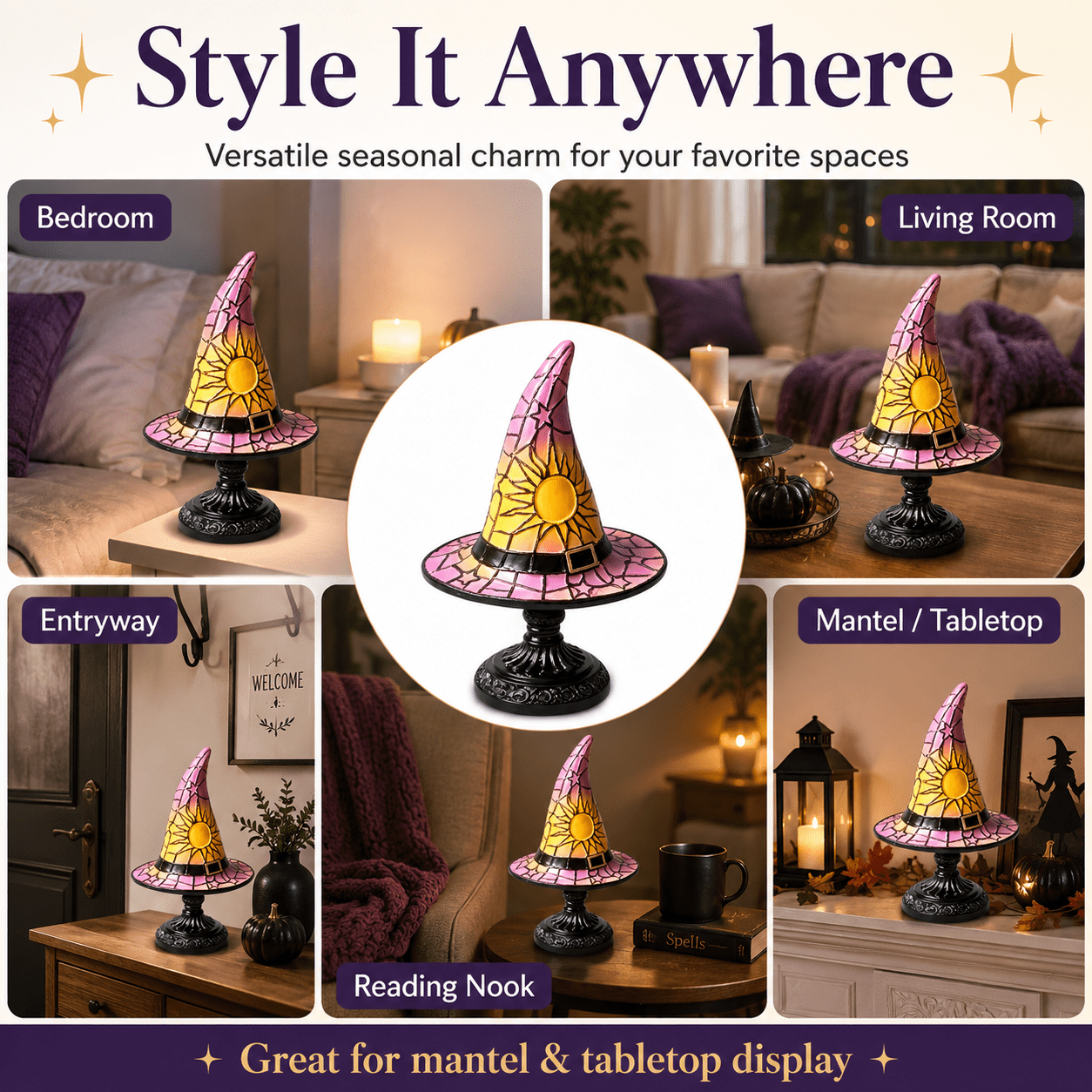 Diceymbol Halloween Decorations and Fall Decor, Halloween Venue Decoration Ghost Props LED Illuminated Ghost Decorations for Tabletop, Mantel, Shelf Indoor Outdoor 9.05 inch