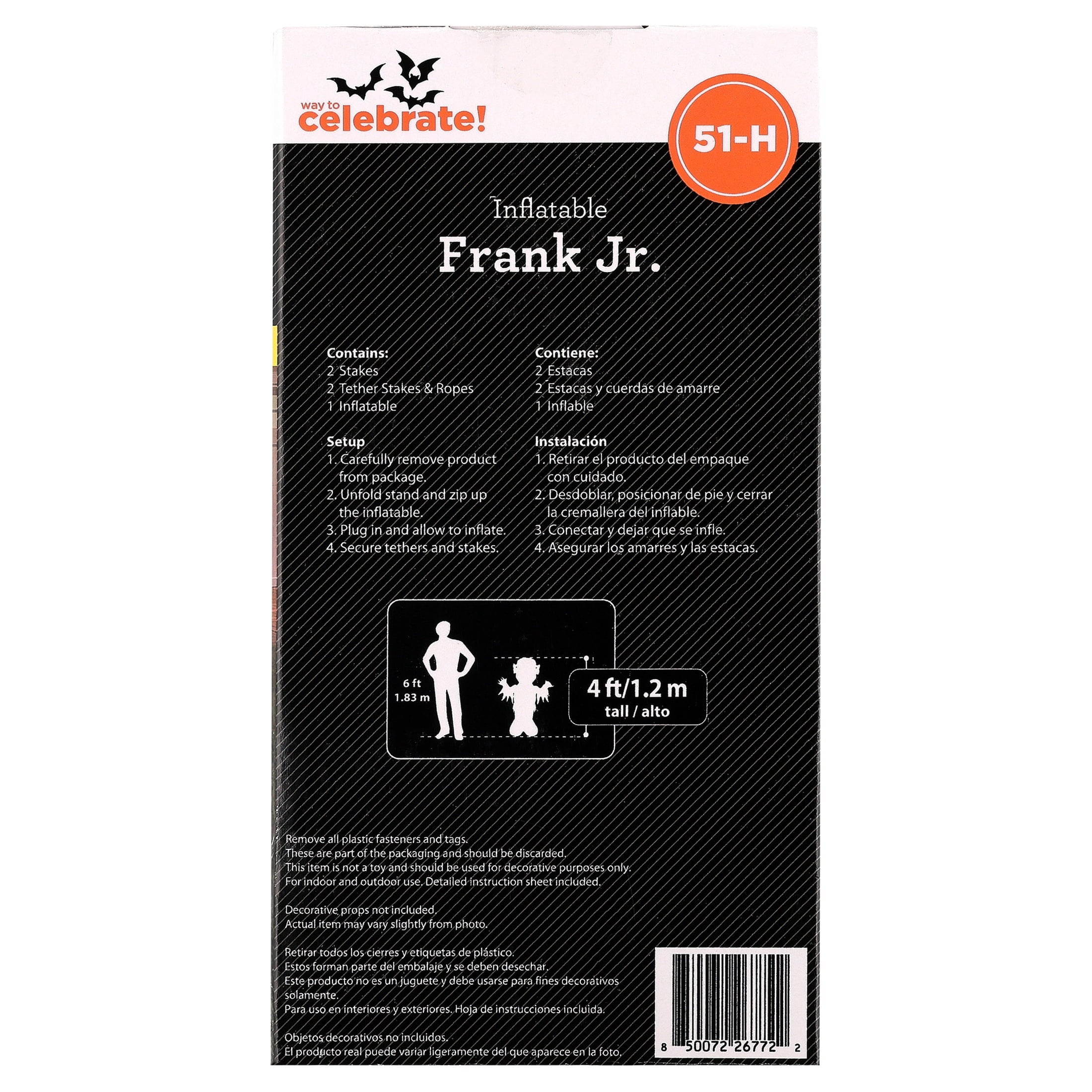 Frank Jr. Airblown Yard Inflatable, Multicolor, 4', Halloween by Way To Celebrate
