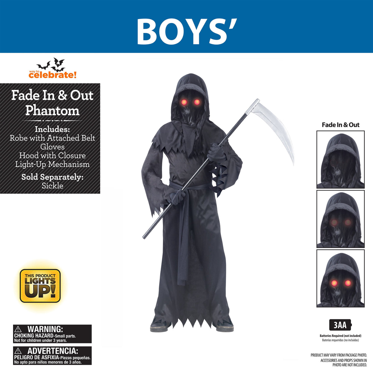 Unknown Phantom Halloween Costume for Children, Boys Size XL (14-16), by Way to Celebrate